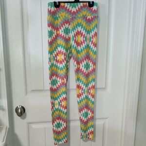 LuLaRoe Geometric Print Leggings - Pink, Yellow, Teal, White One size